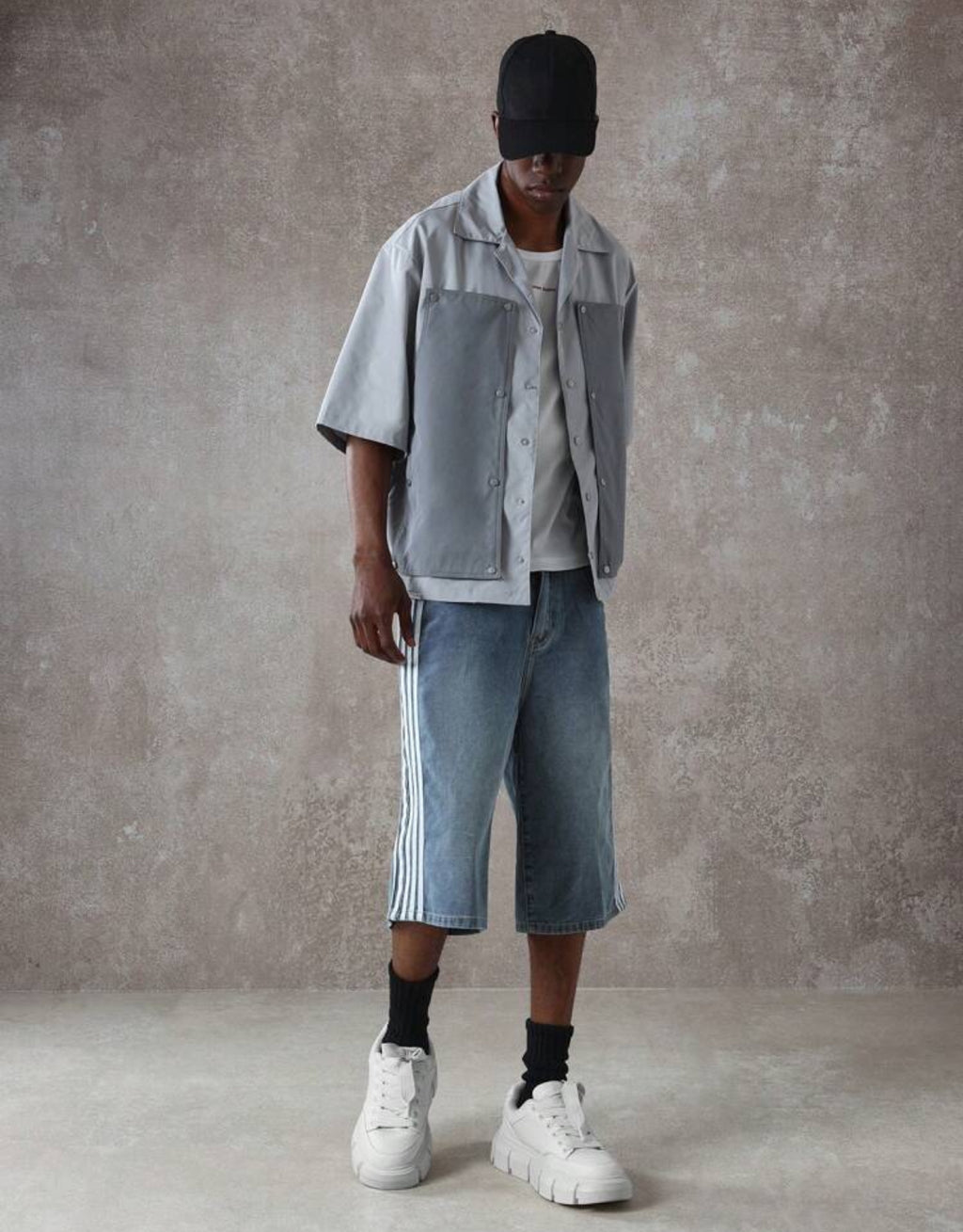 Special Layered Boxy Shirt in Grey