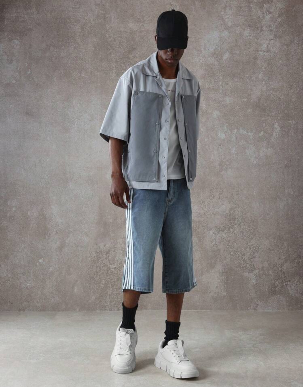 Special Layered Boxy Shirt in Grey