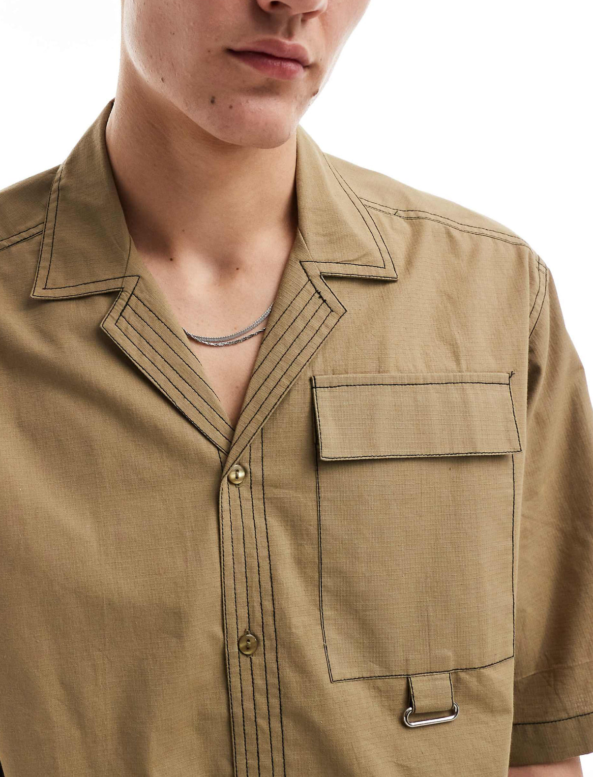 Oversized Shirt with Pockets in Coffee