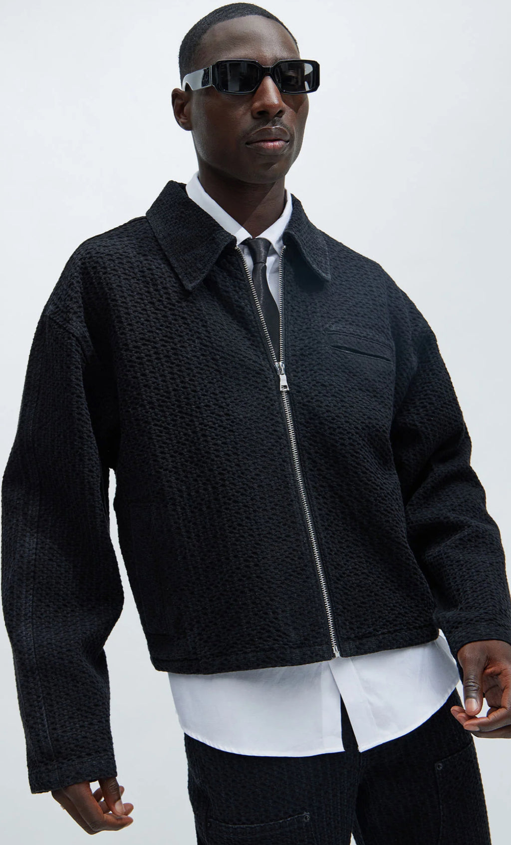 Jacket with pocket square in black
