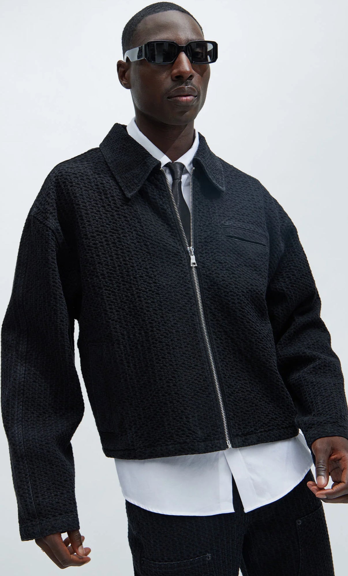 Jacket with pocket square in black