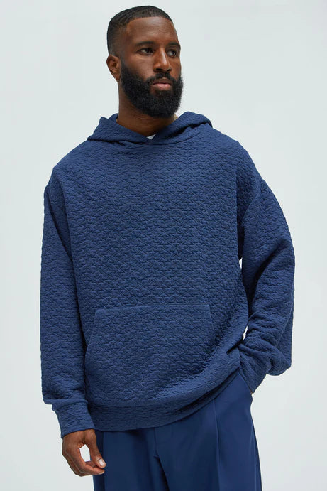 Textured hoodie in blue