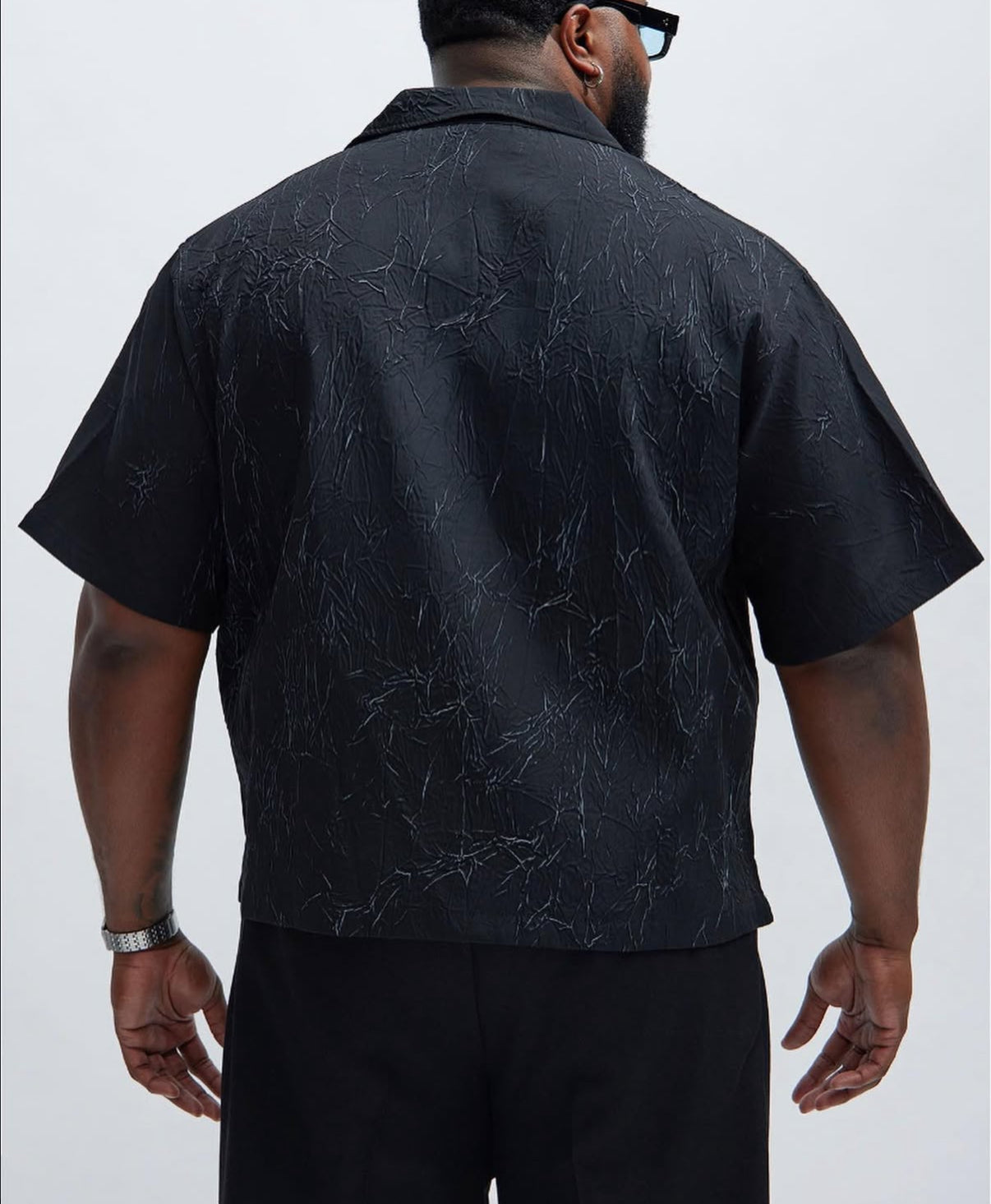 Textured Short Sleeve Shirt in Black