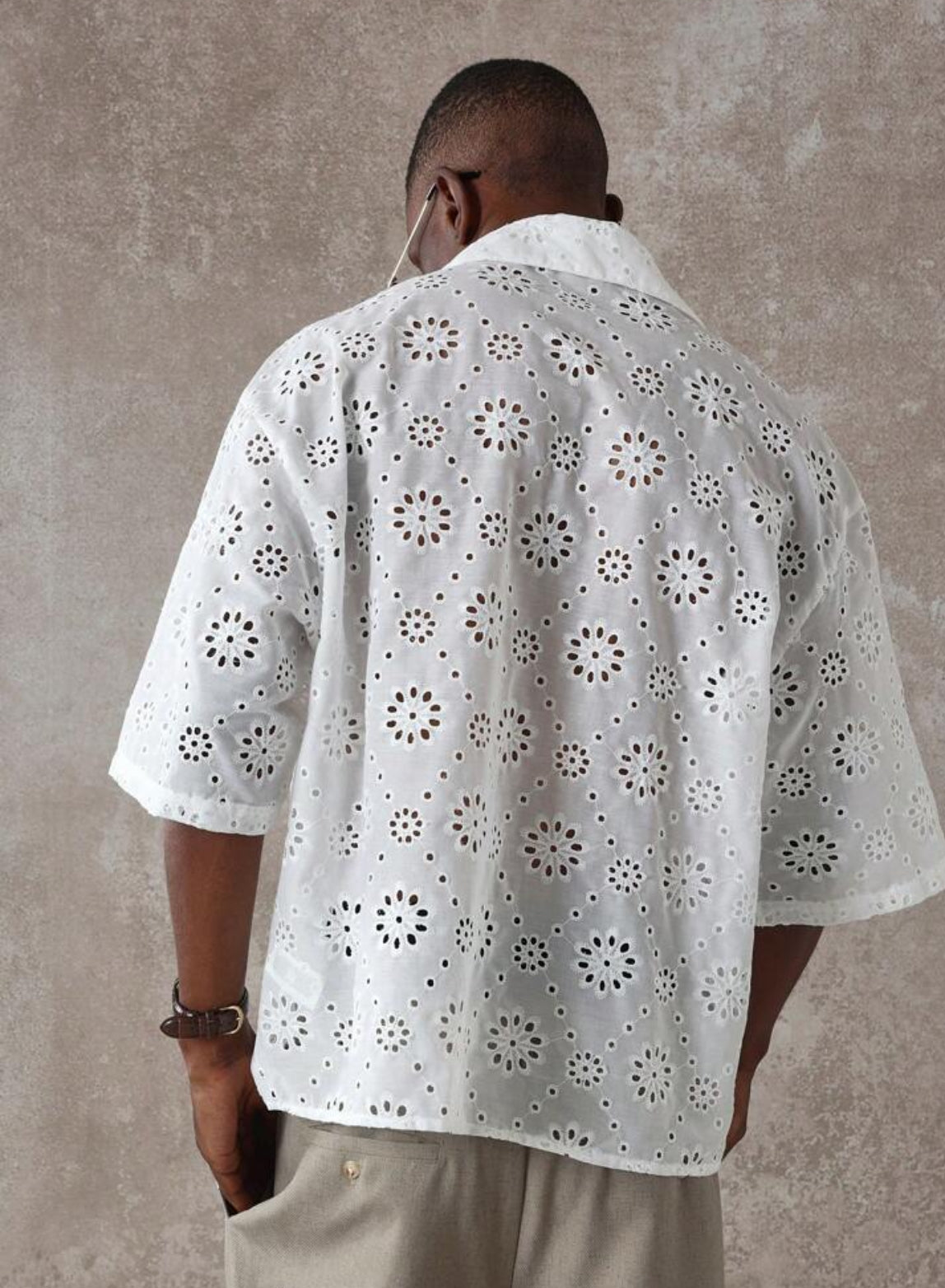 Premium Textured oversized shirt in white