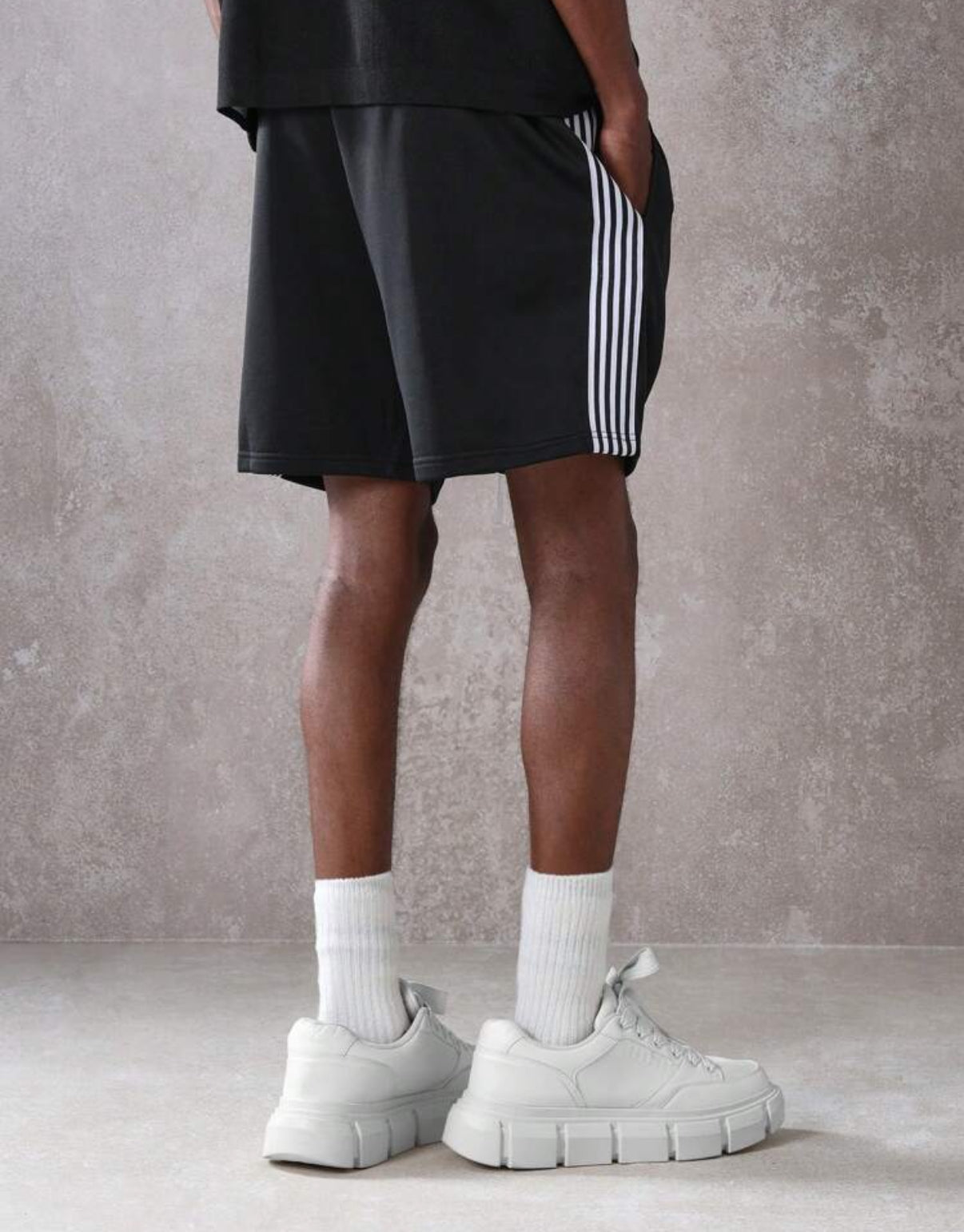 Athletic Drop Crotch Shorts in Black