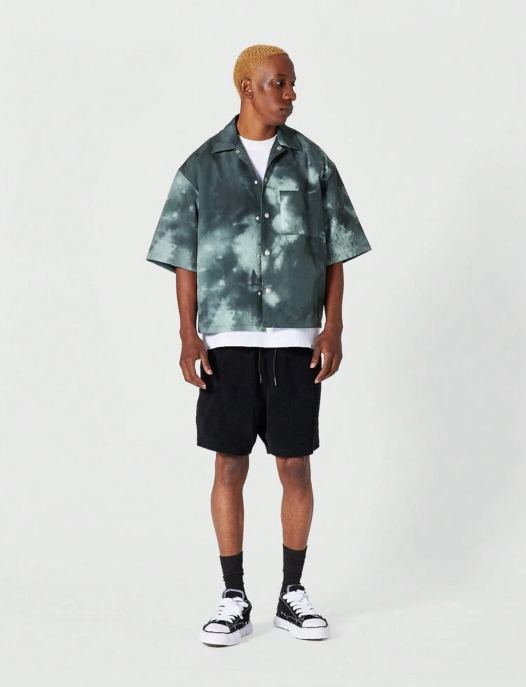 Boxy fit shirt in green tie dye