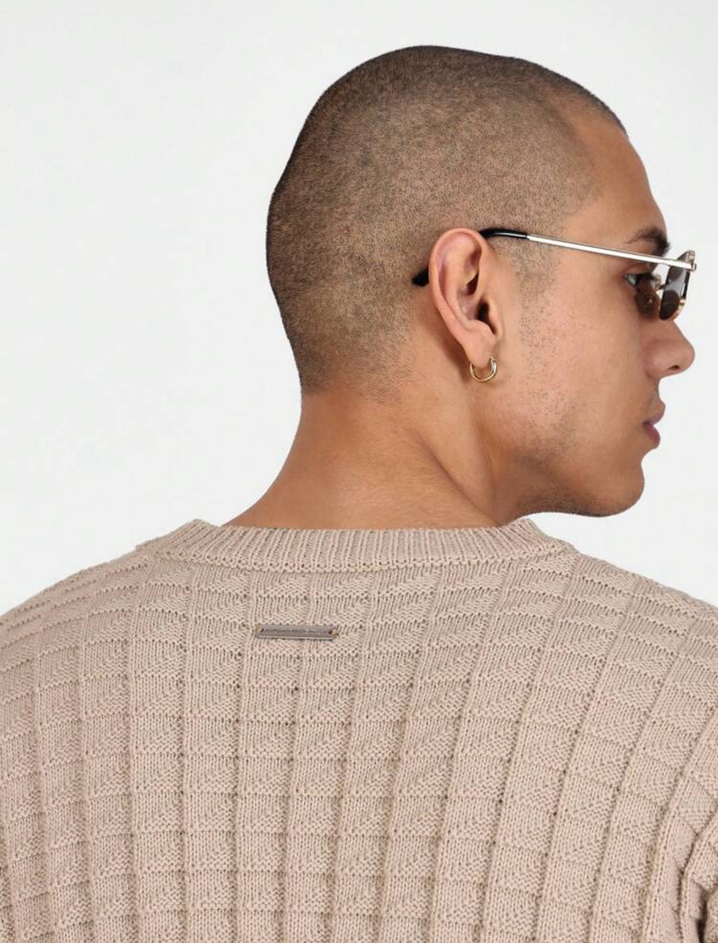 Knitted crop shirt in beige