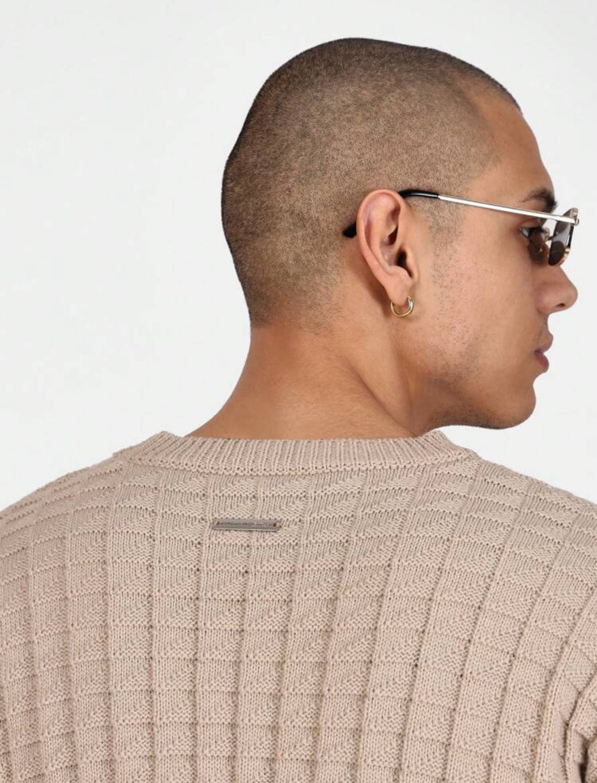 Knitted crop shirt in beige