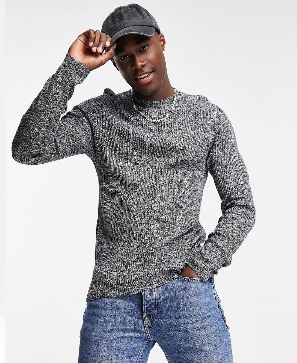 Ribbed Jumper with Black and White
