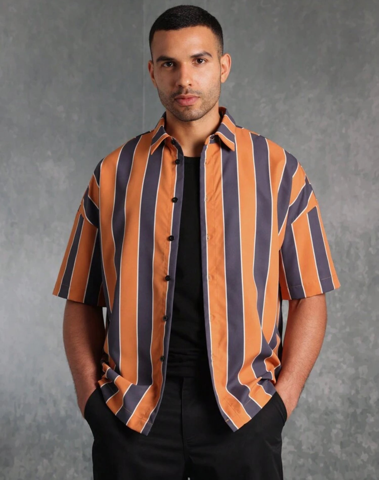 Boxy shirt in Striped Orange