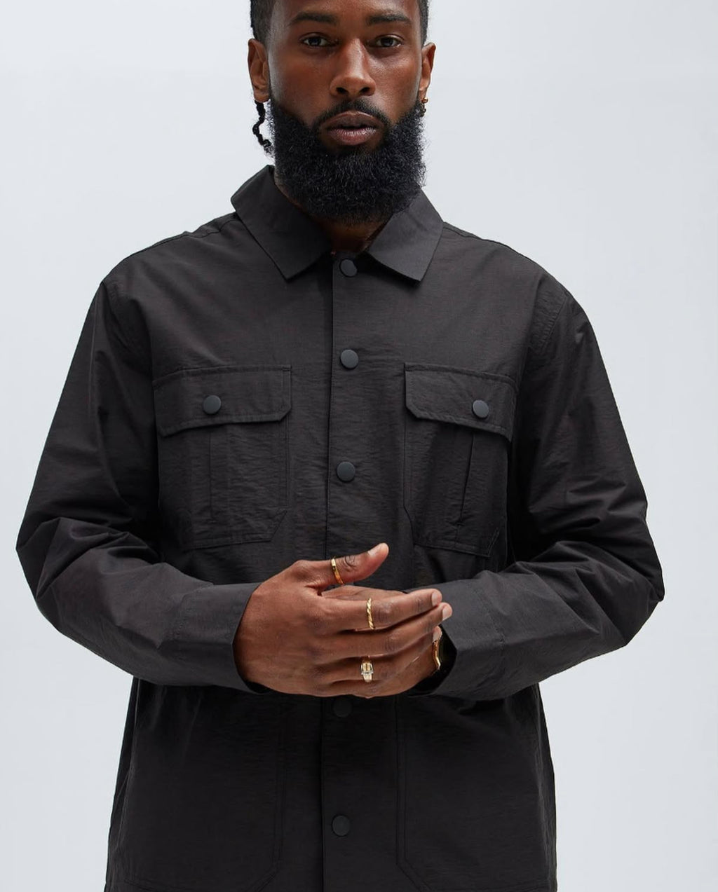 Max Pocketed Overshirt in Black