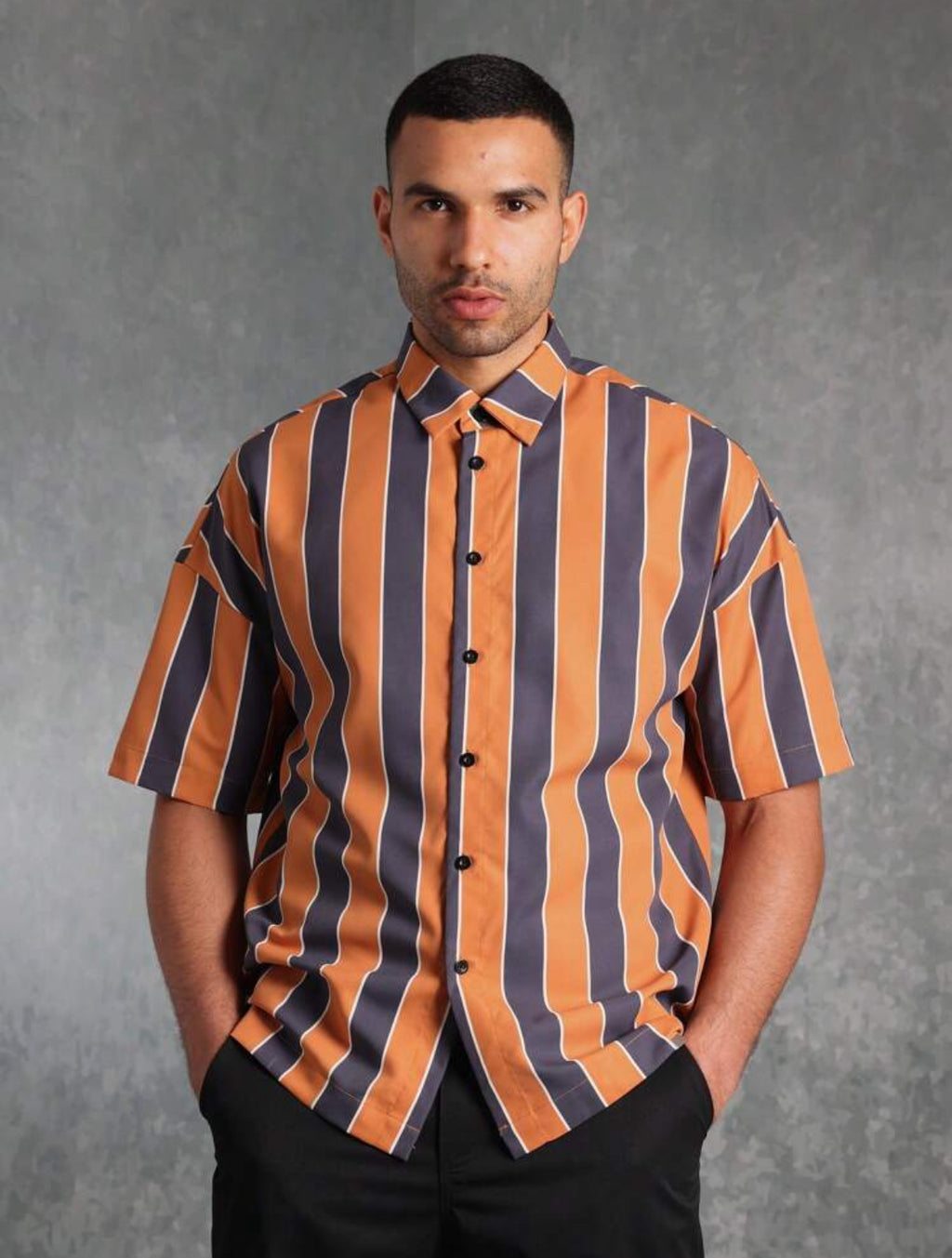 Boxy shirt in Striped Orange