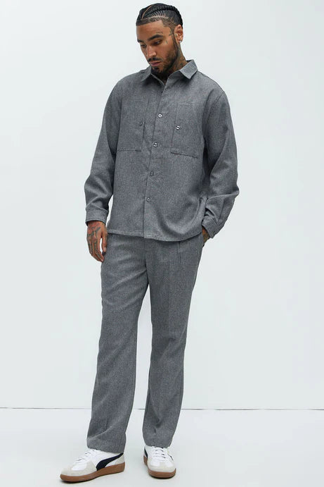 Textured shirt with special pocket in grey