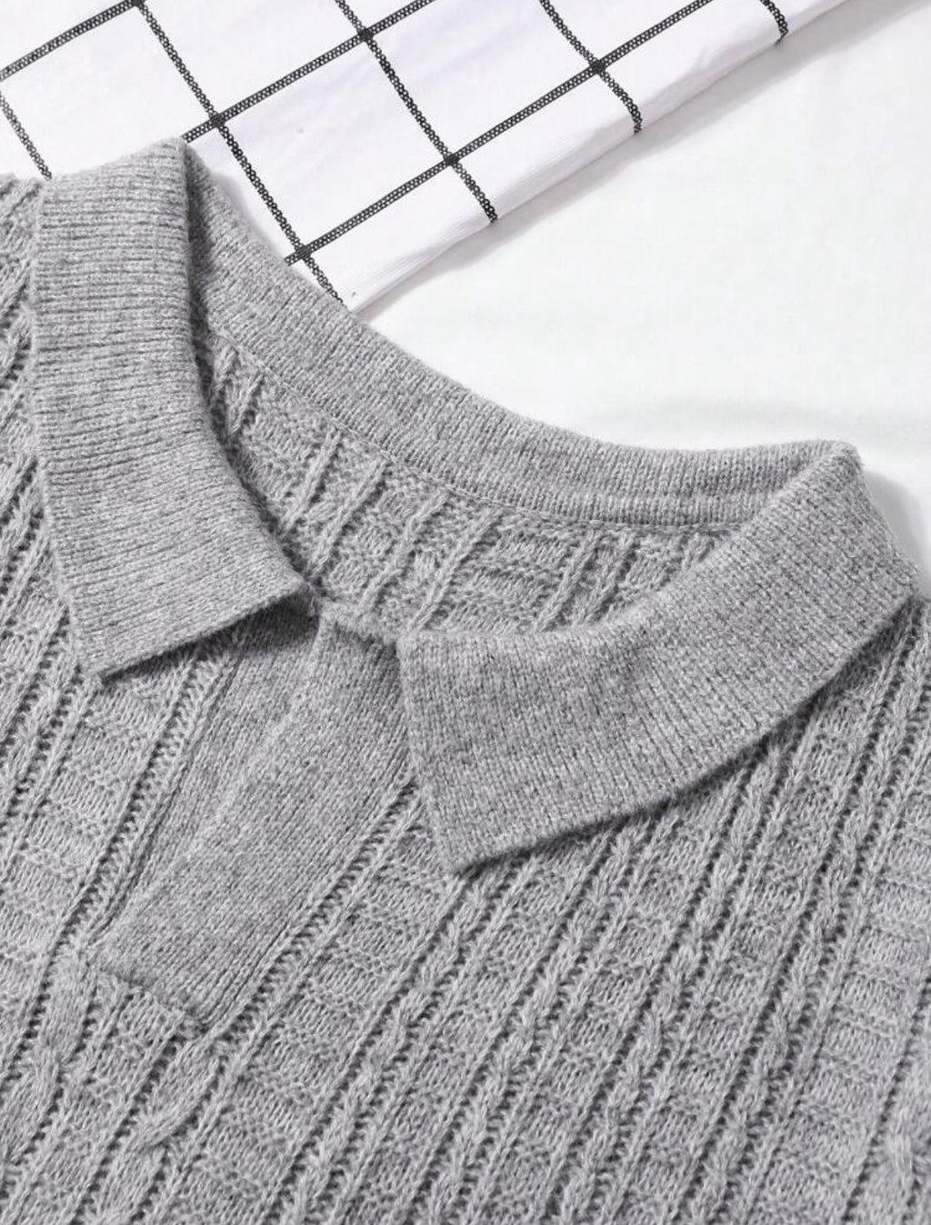 Premium Knitted Polo Shirt in grey