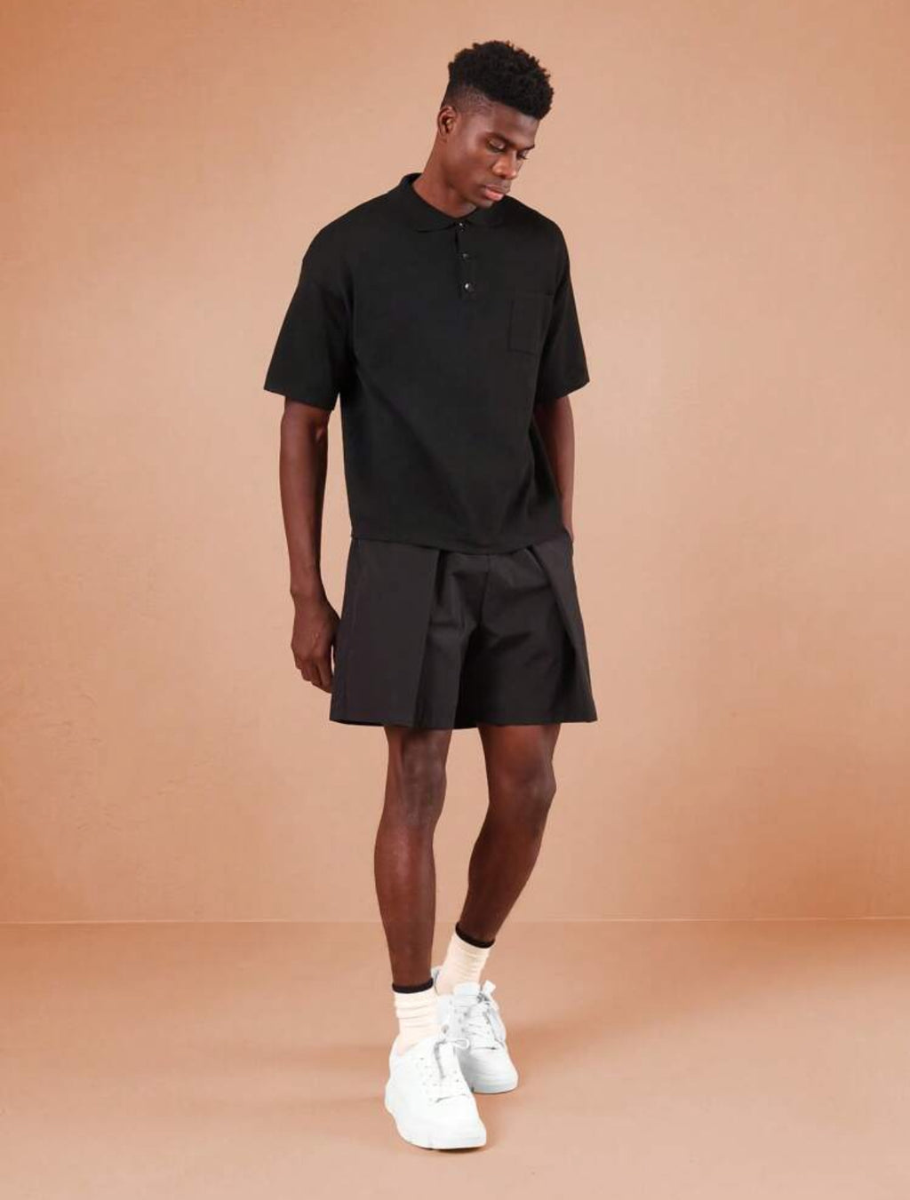Pleated Active Shorts in black