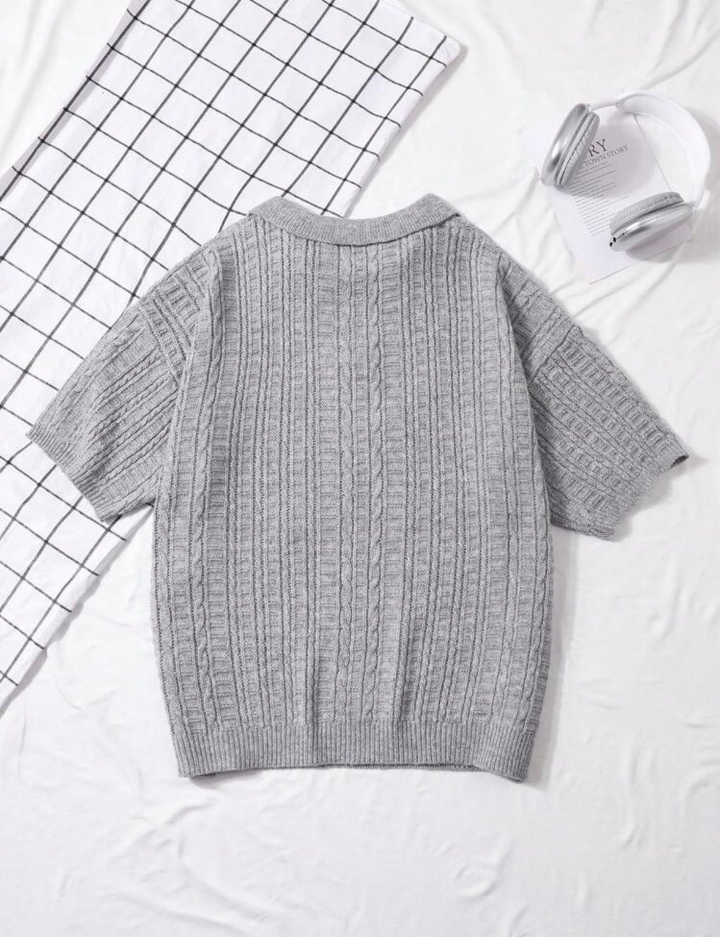 Premium Knitted Polo Shirt in grey