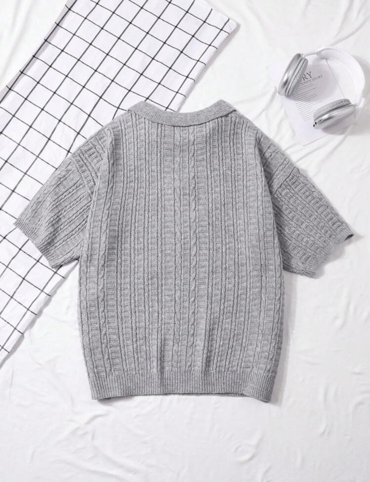 Premium Knitted Polo Shirt in grey