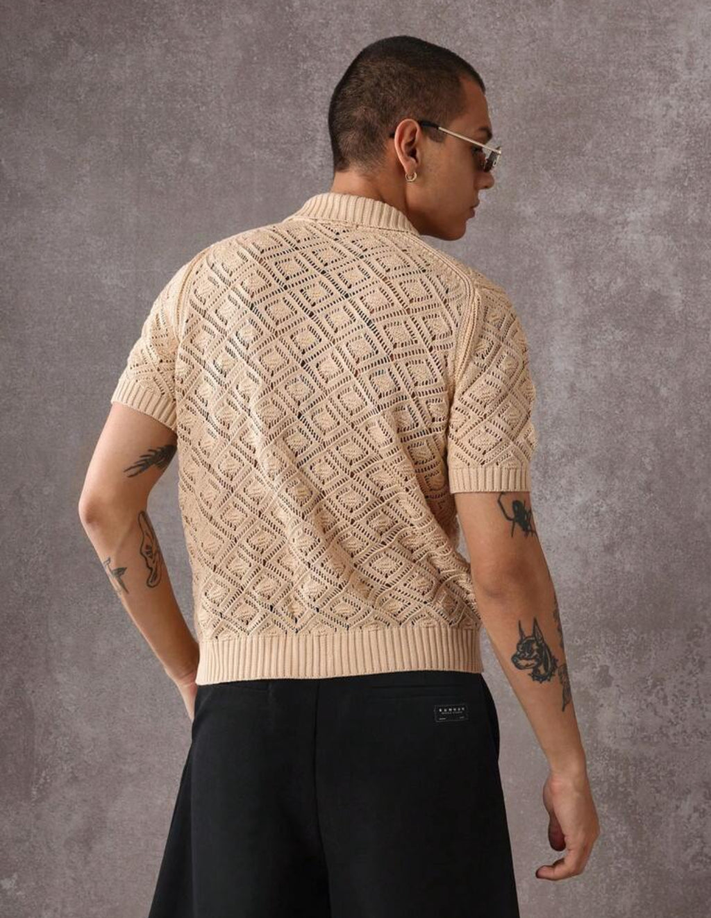 Knitted shirt in ecru