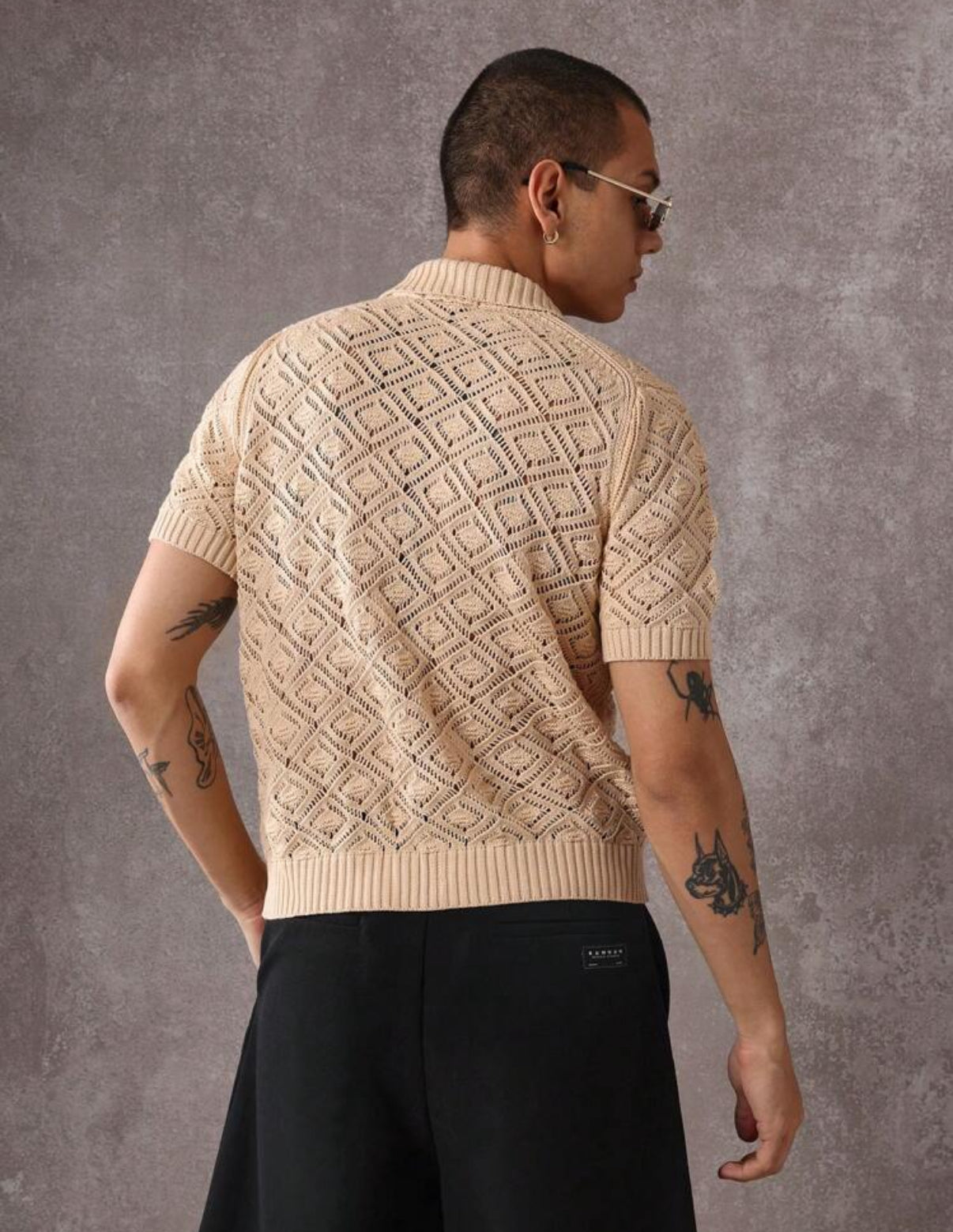 Knitted shirt in ecru