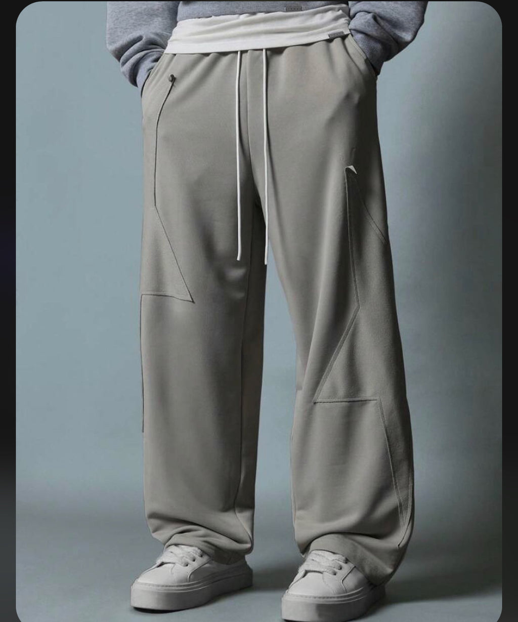 Wide Leg Jogger with Side Details in Grey