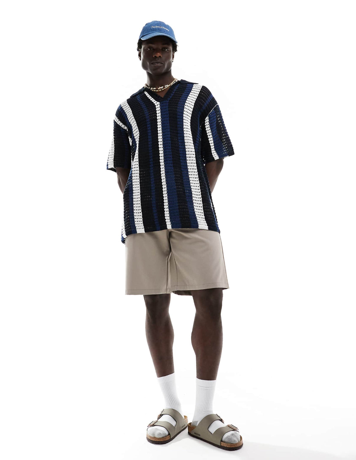 Knitted Stripped Shirt in Stripped Blue