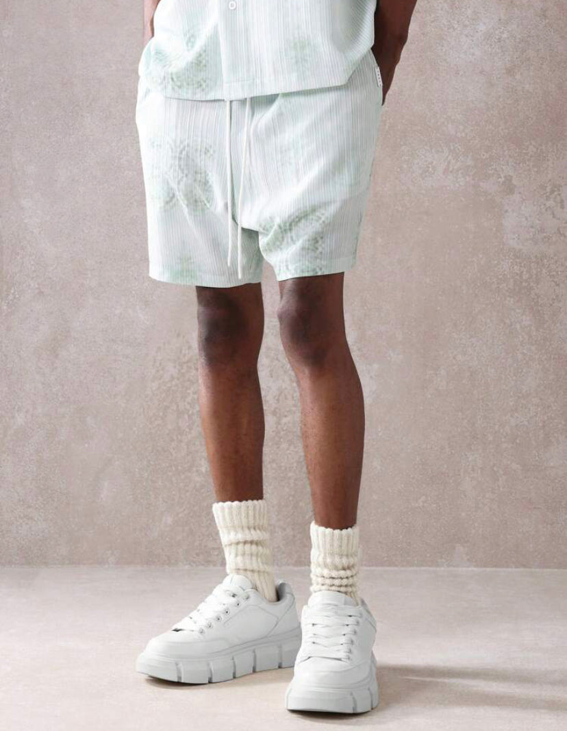 Summer Shirt and Shorts 2 Piece Set in Light Green