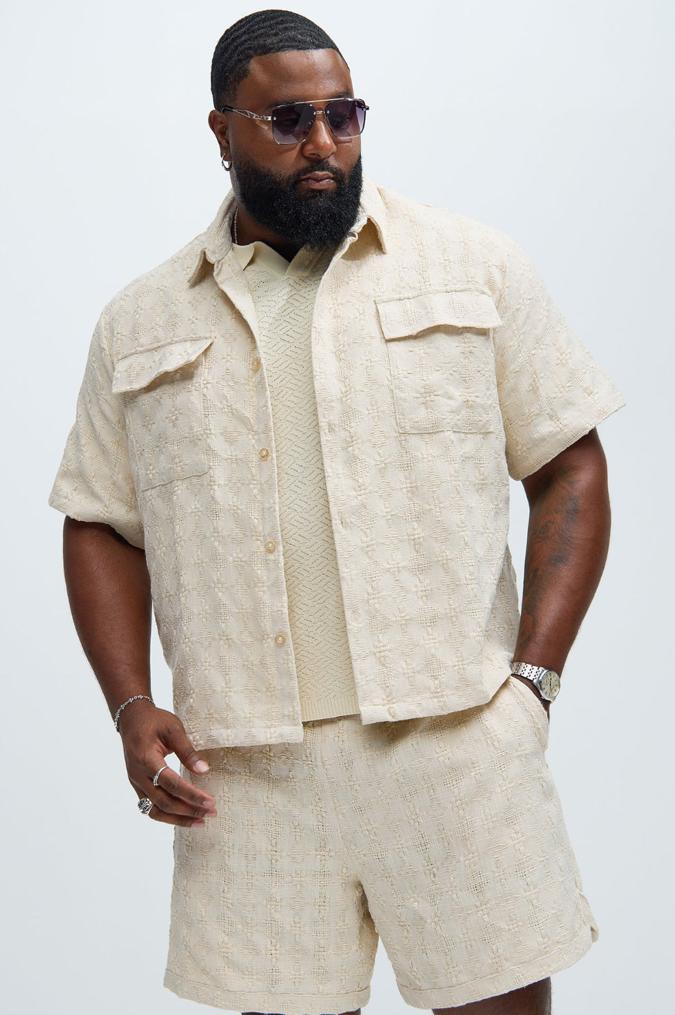 Heavy textured shirt in beige