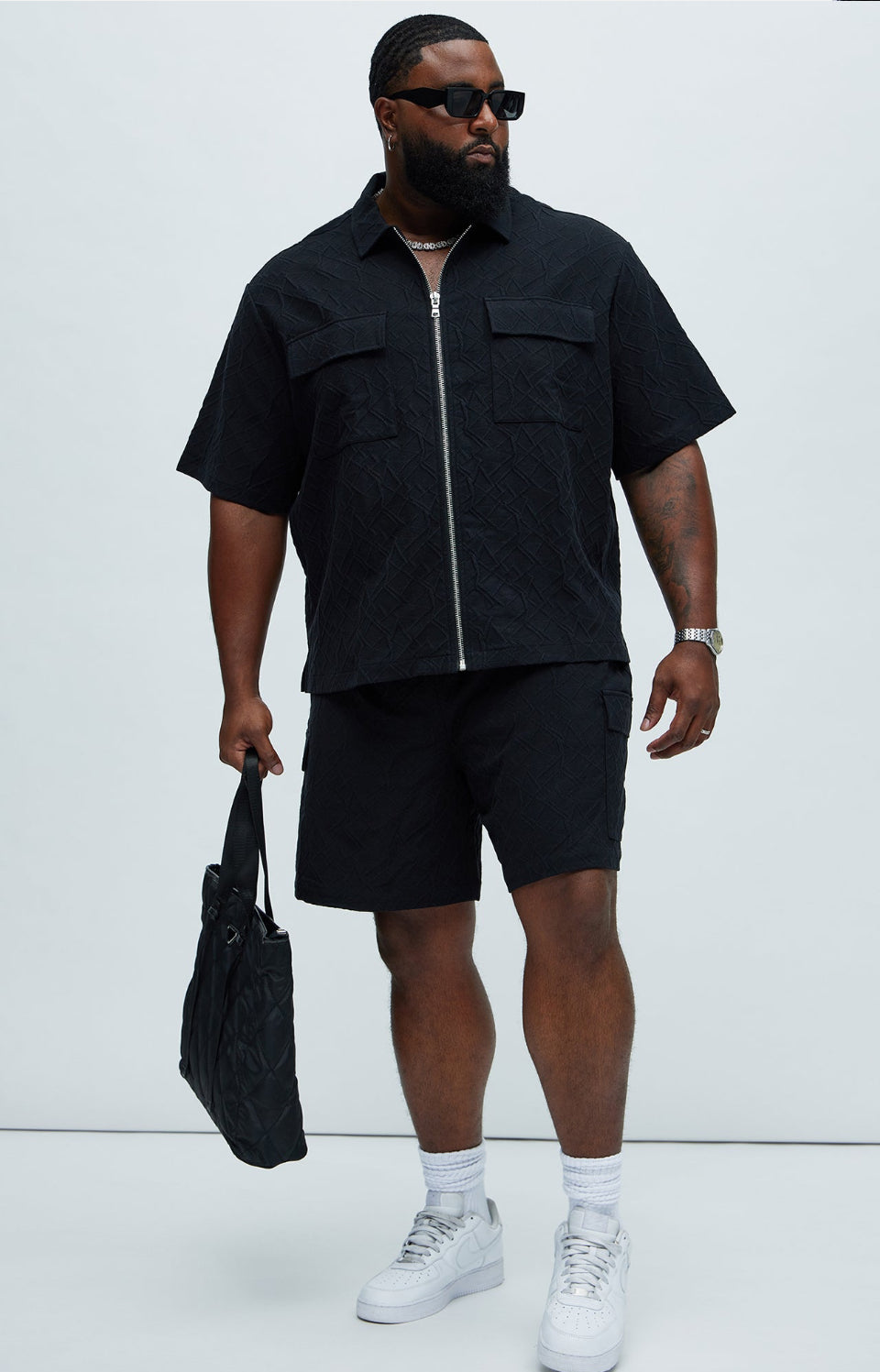 Heavy textured shirt in black