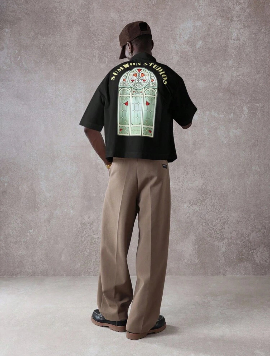 Premium boxy fit shirt with print in black