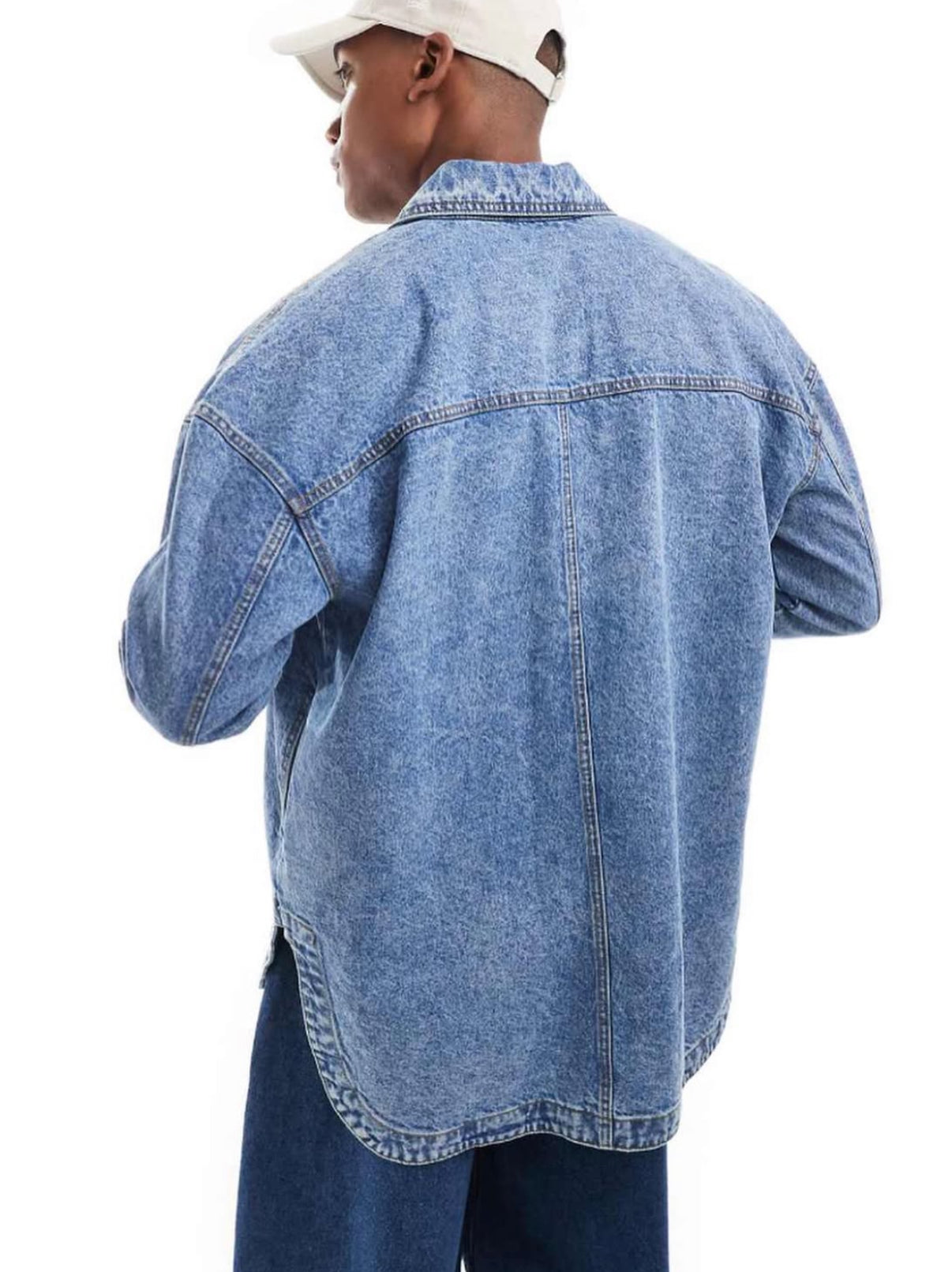 Denim Longline Jacket in Blue