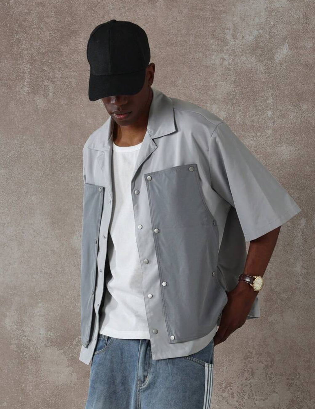 Special Layered Boxy Shirt in Grey