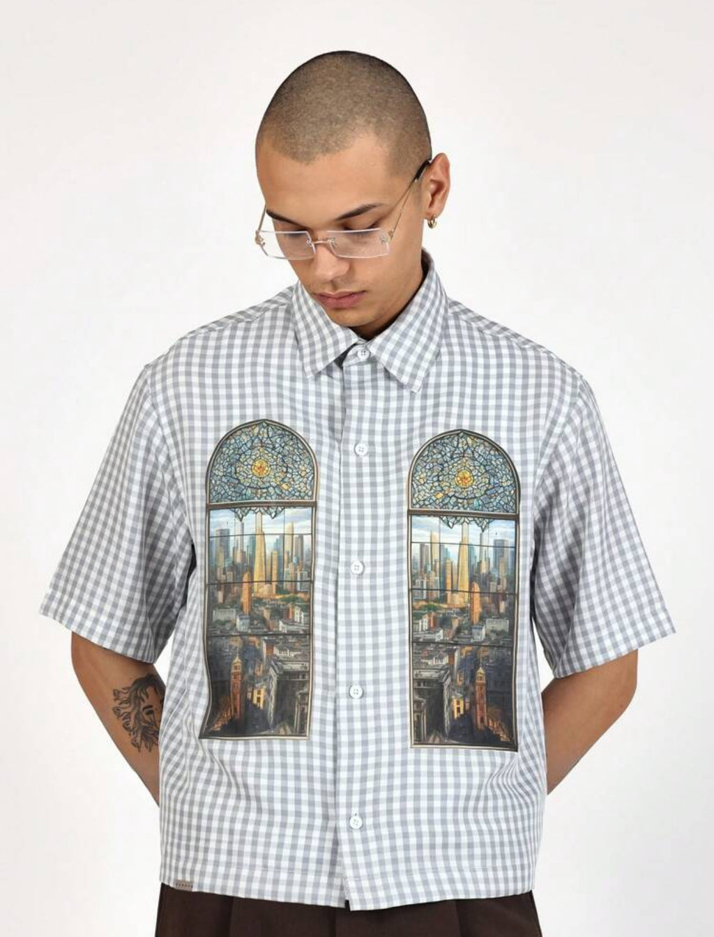 Boxy Shirt in pale blue and white