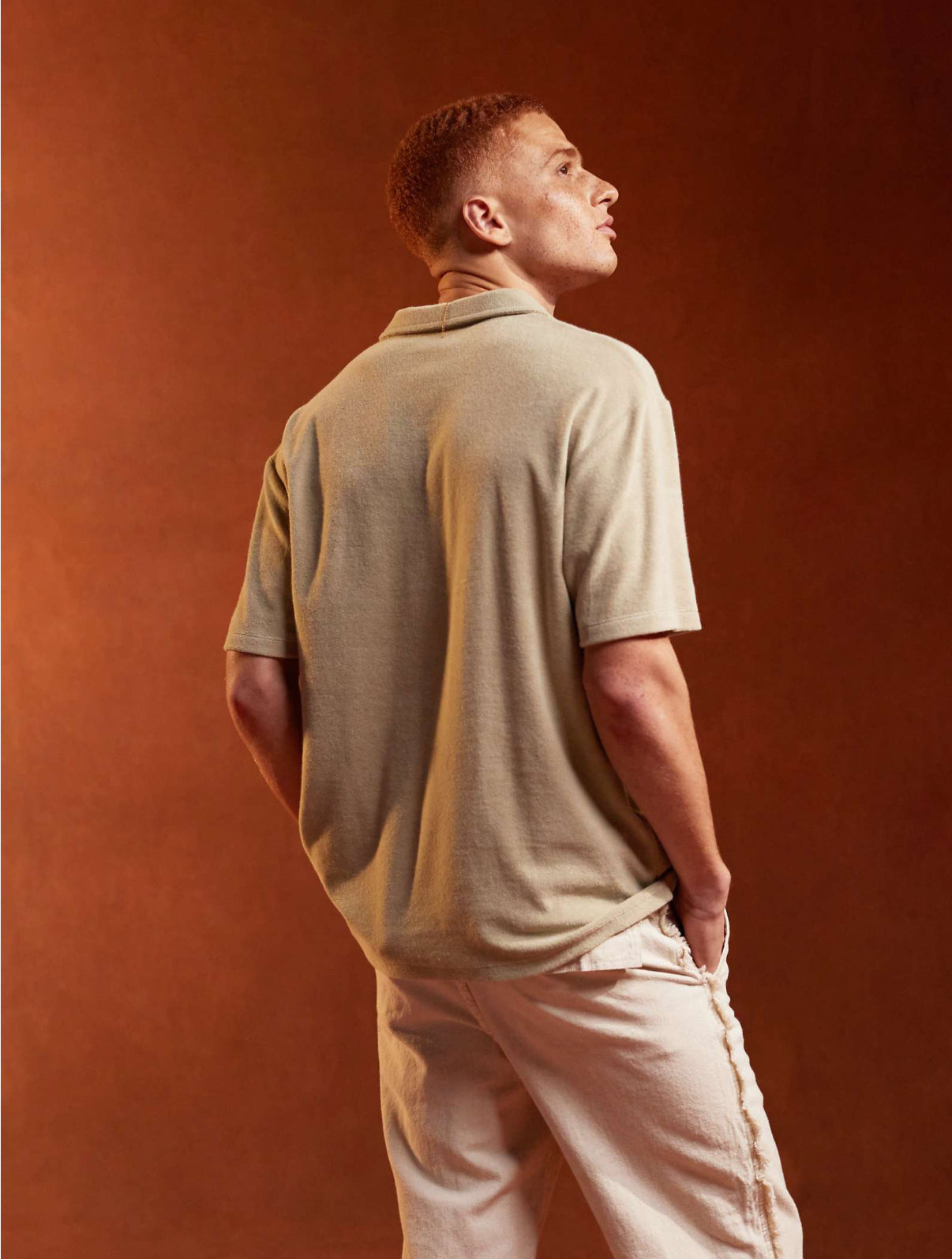 Polo Shirt in Towelling Beige