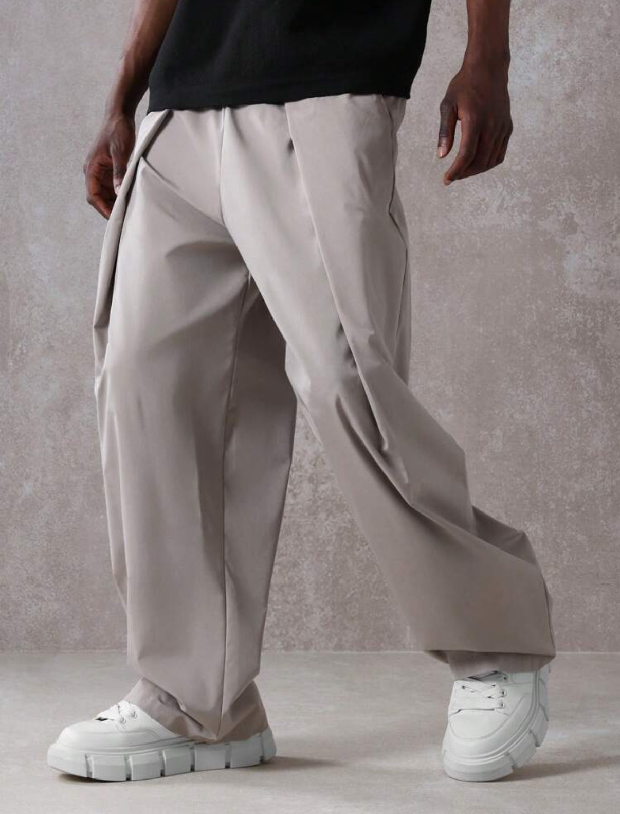 Barrel Wide Pants in Beige