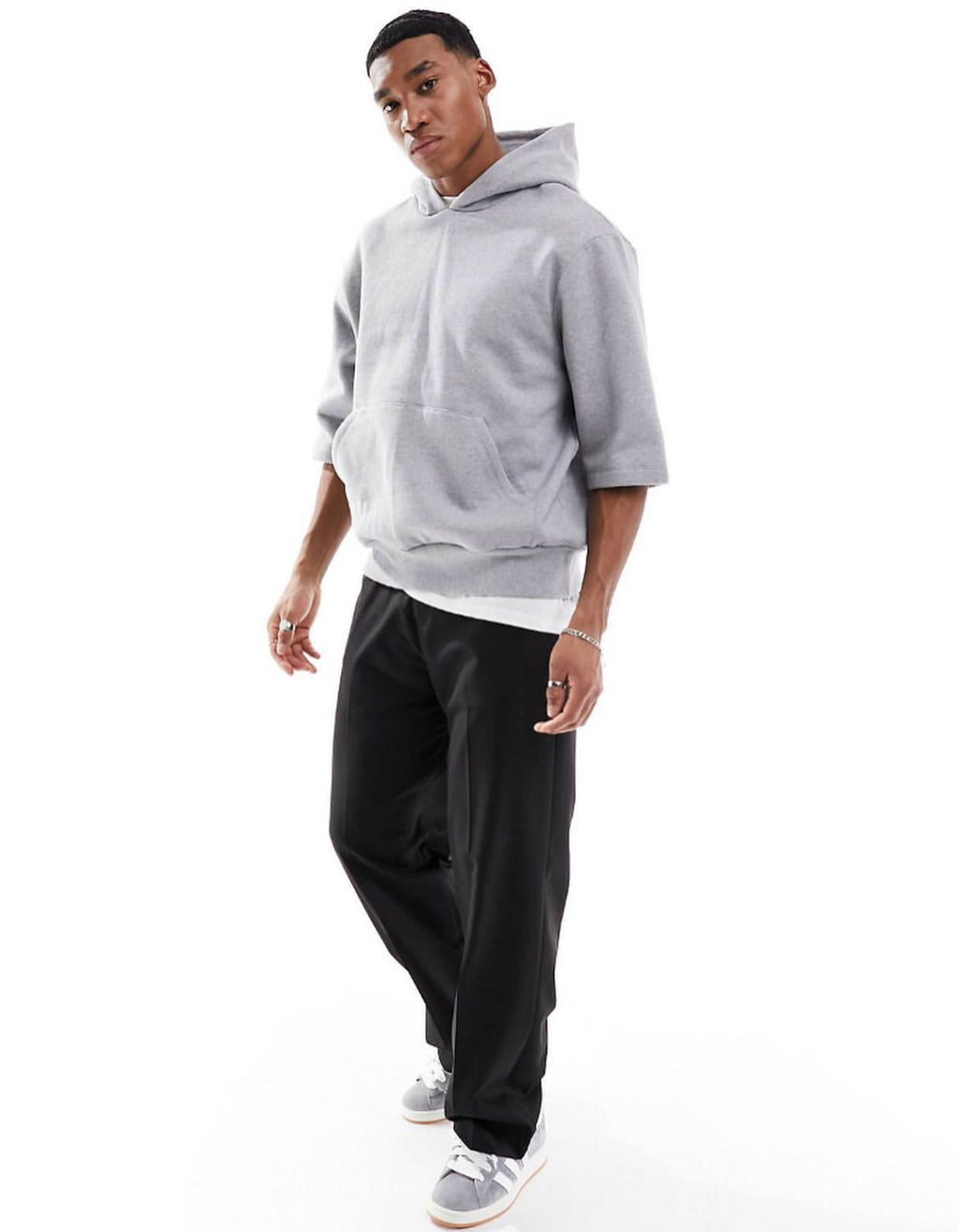 Short Sleeve Hoodie in Grey