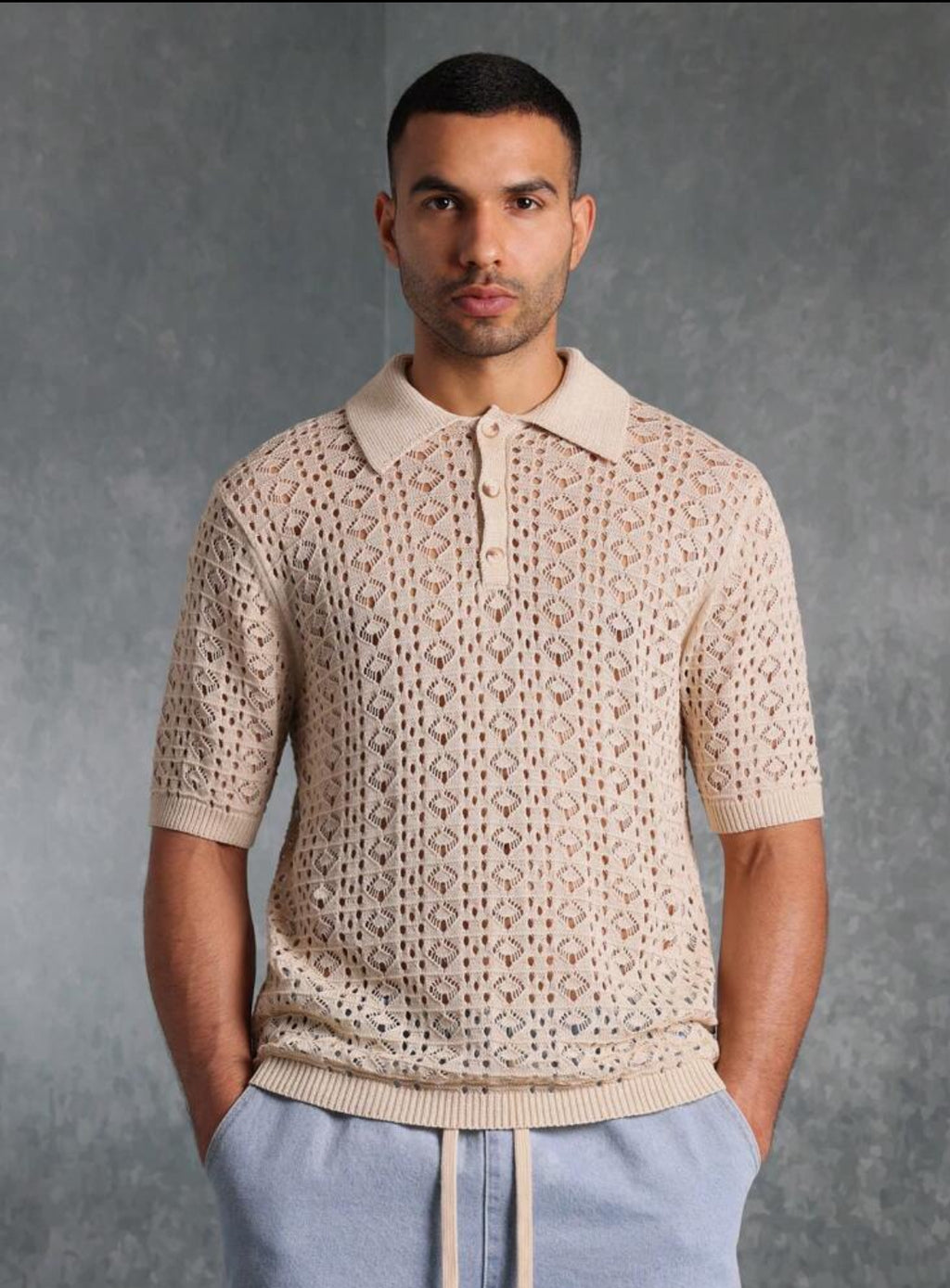 Premium Knitted shirt in beige