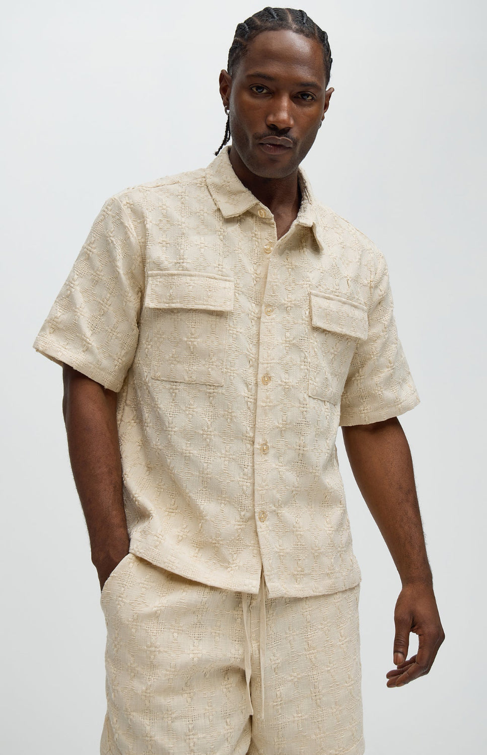 Heavy textured shirt in beige