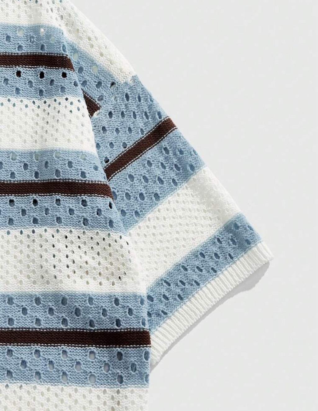 Knitted Shirt in Stripped Blue and White