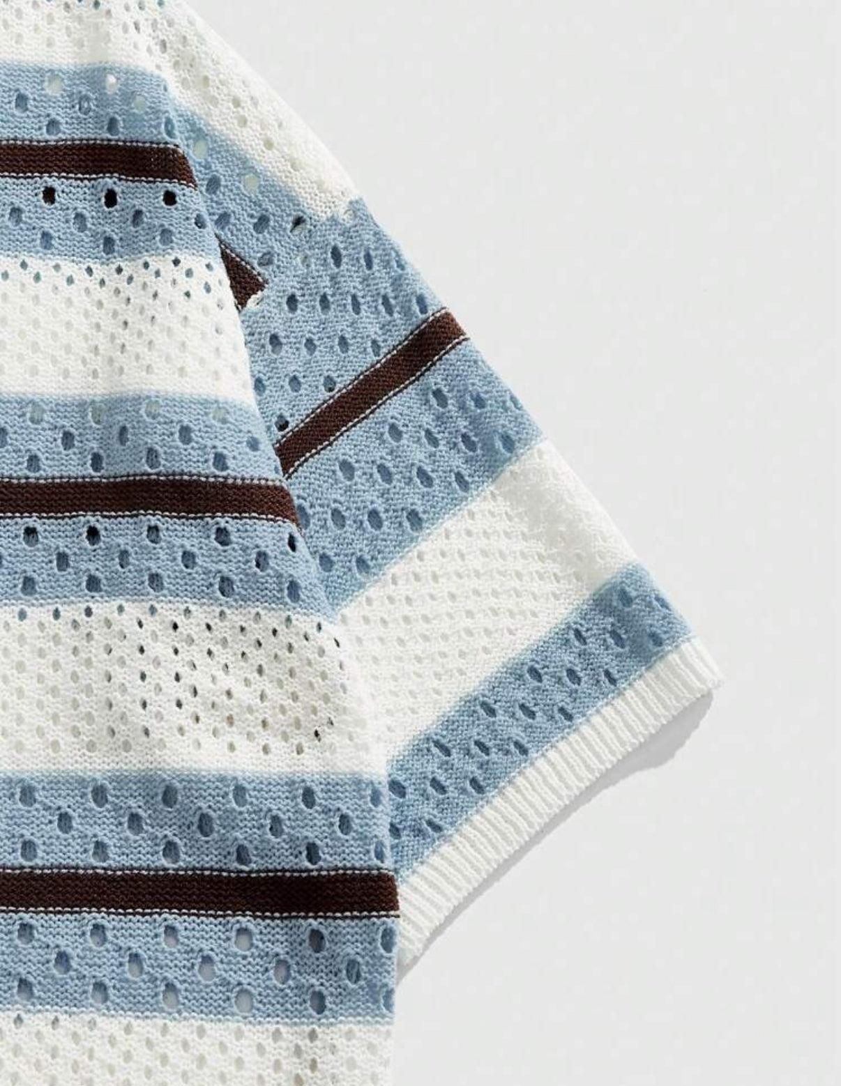 Knitted Shirt in Stripped Blue and White