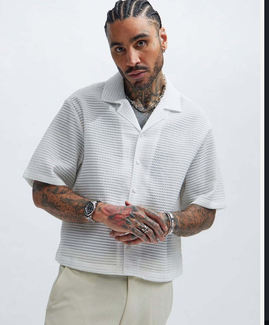 Revere Collar Boxy Shirt in White