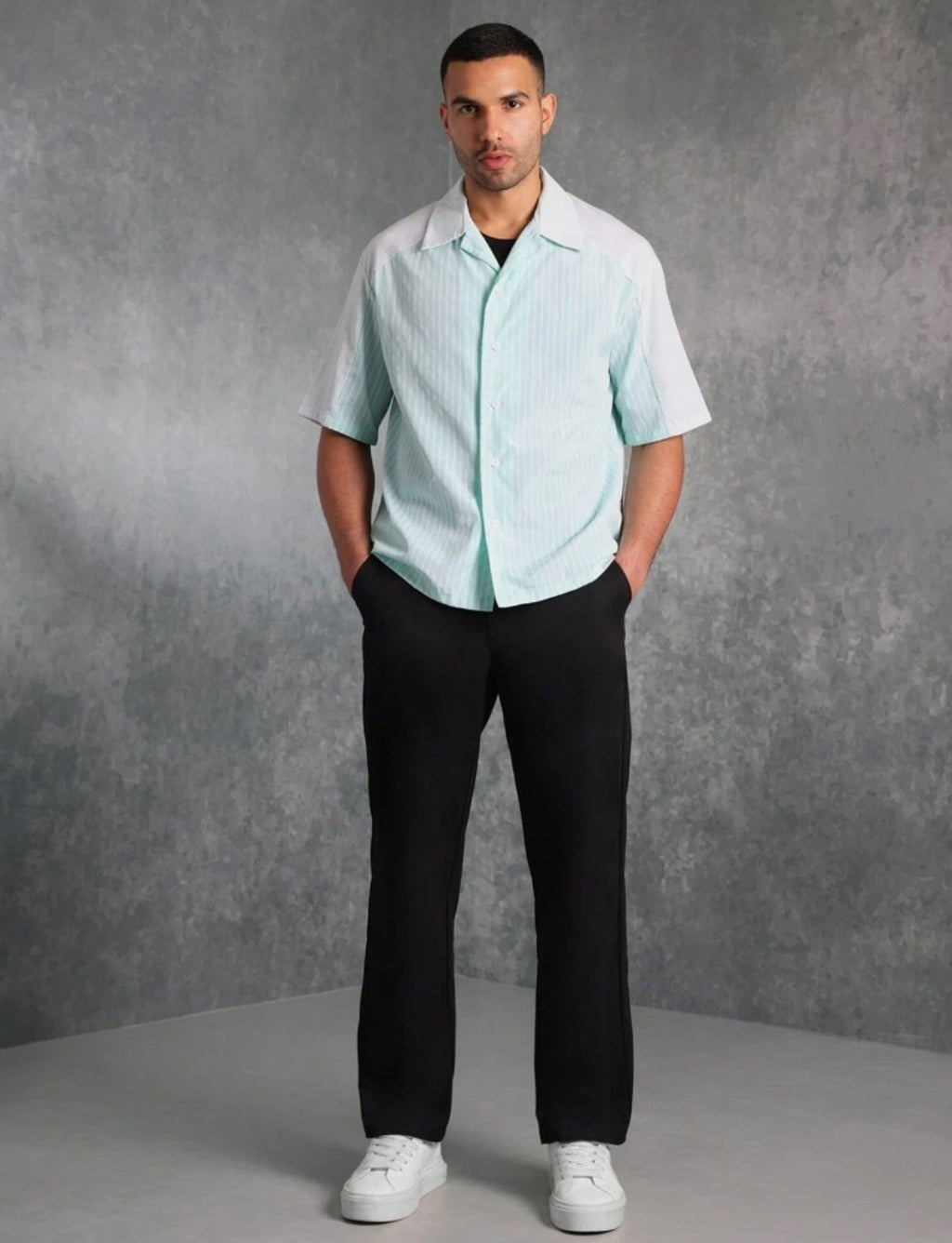 Boxy Fit Shirt in Striped green