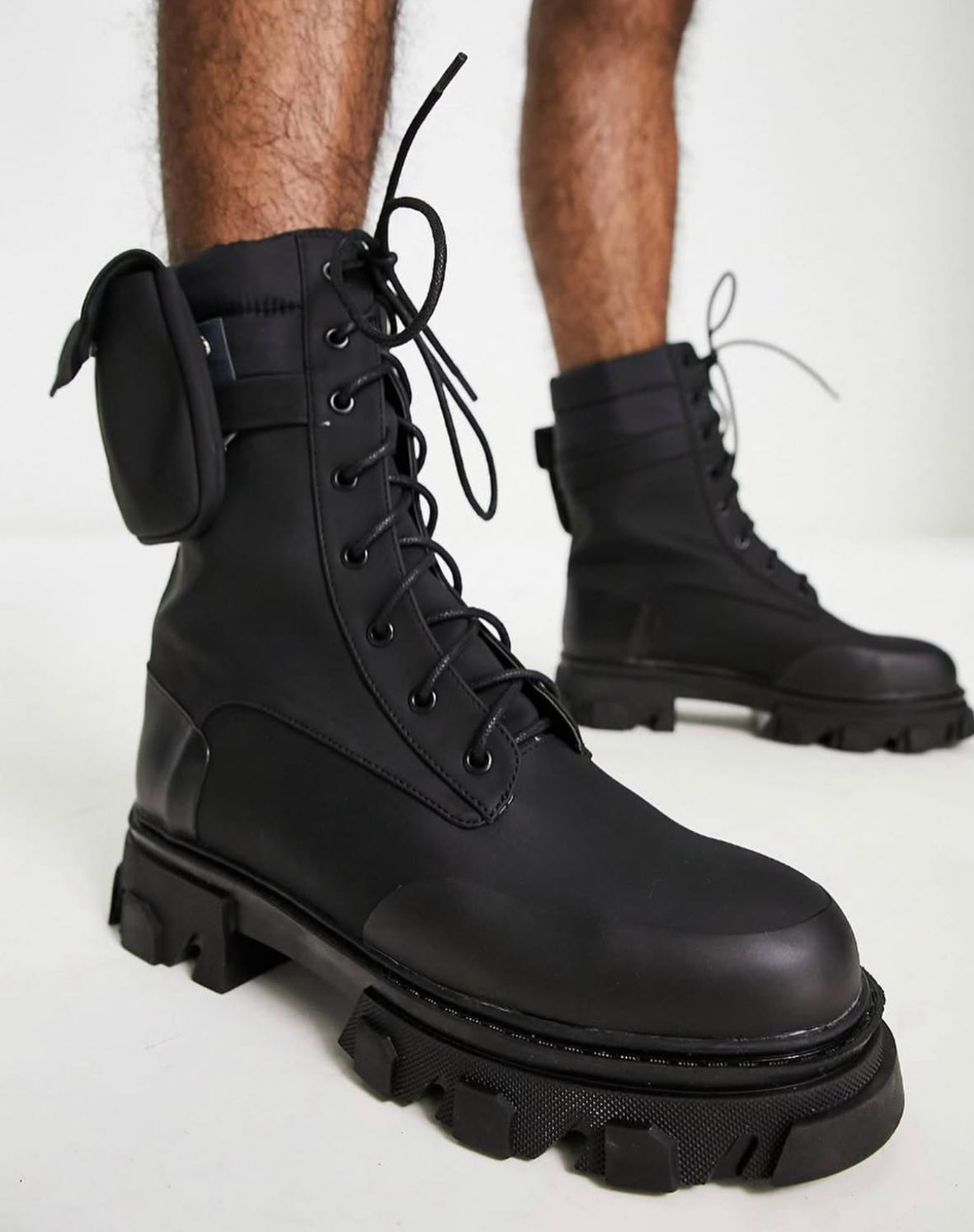 Boots with side Pouch in Black