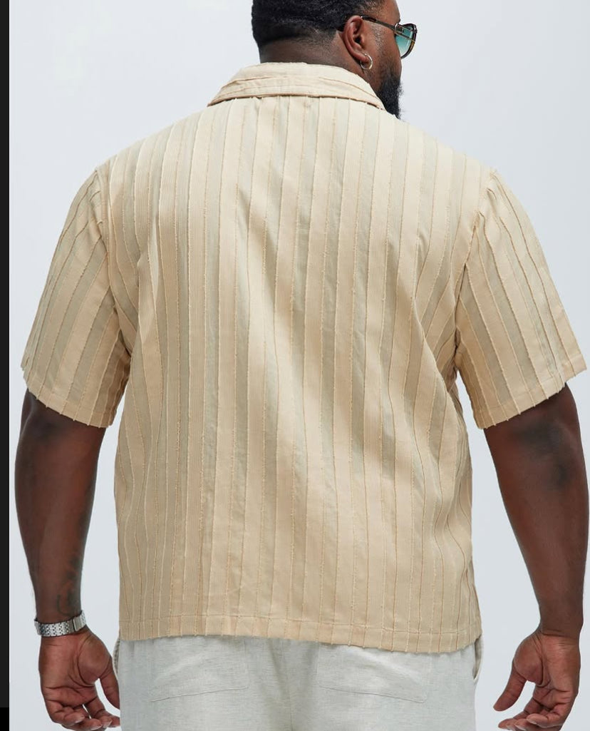 Frayed Boxy Shirt in Beige