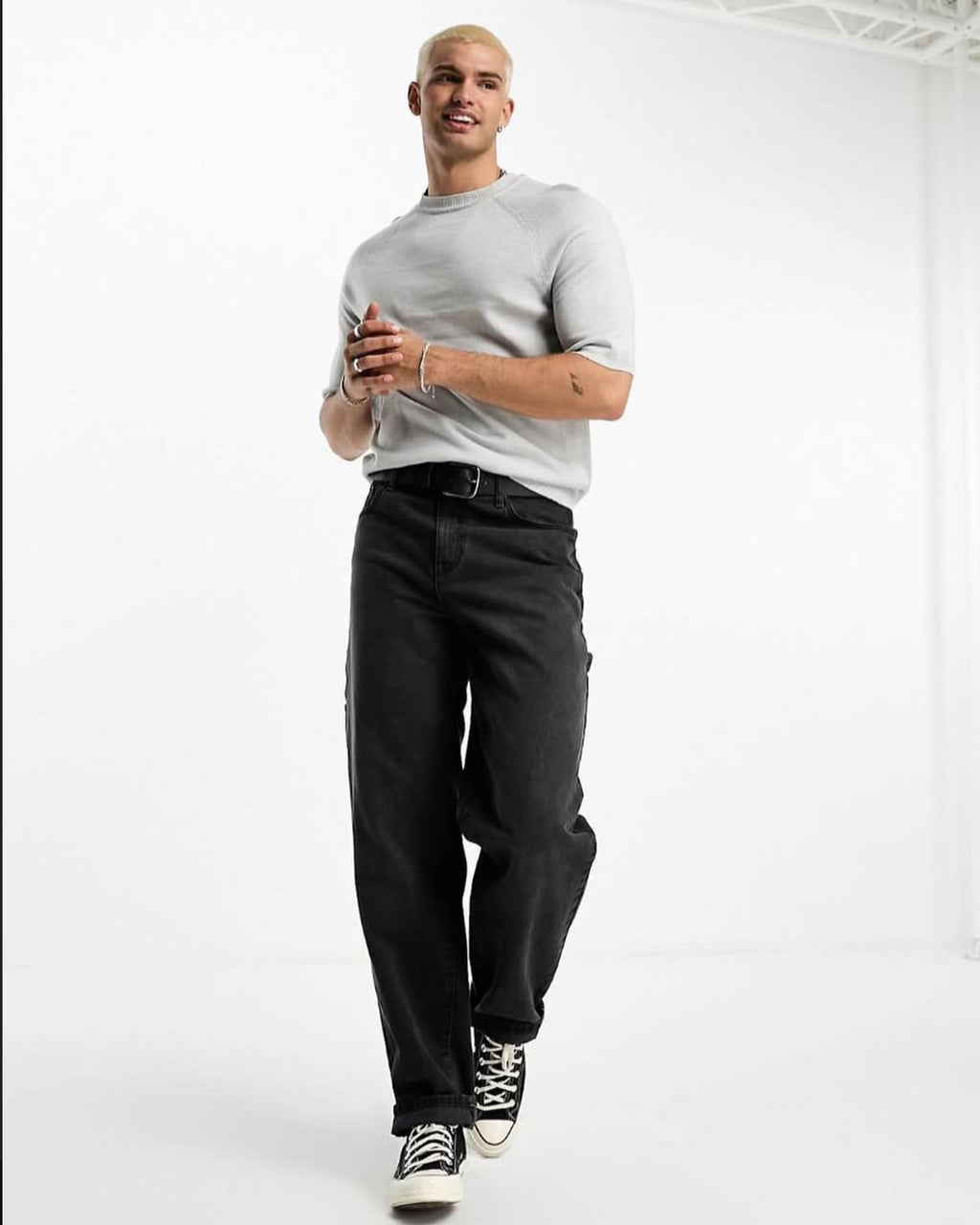 Knitted T-Shirt in Grey