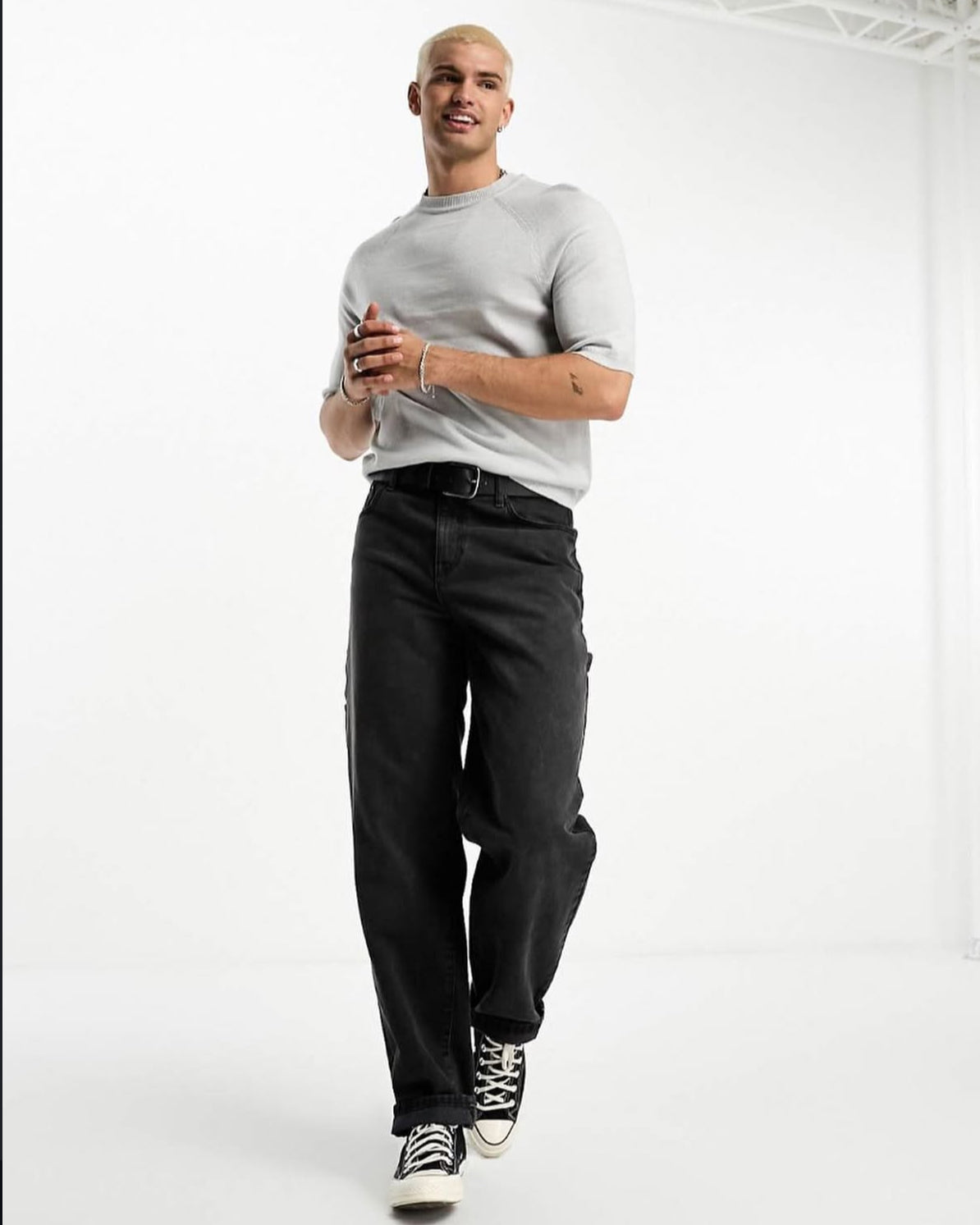 Knitted T-Shirt in Grey