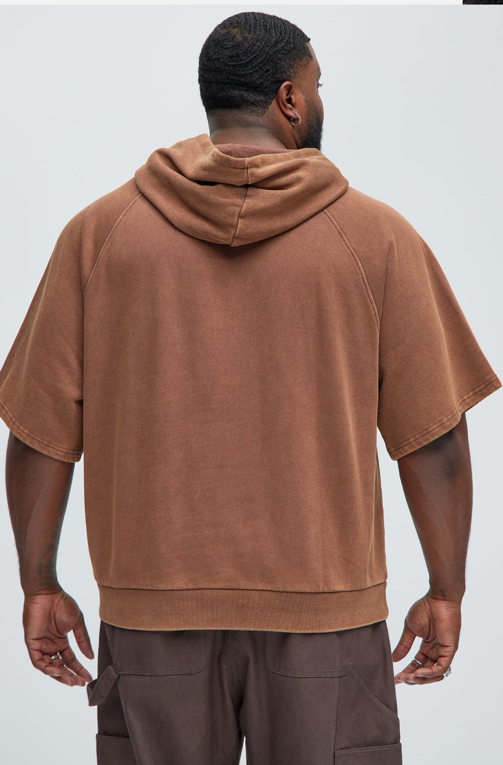 Short Sleeve Hoodie in Rust
