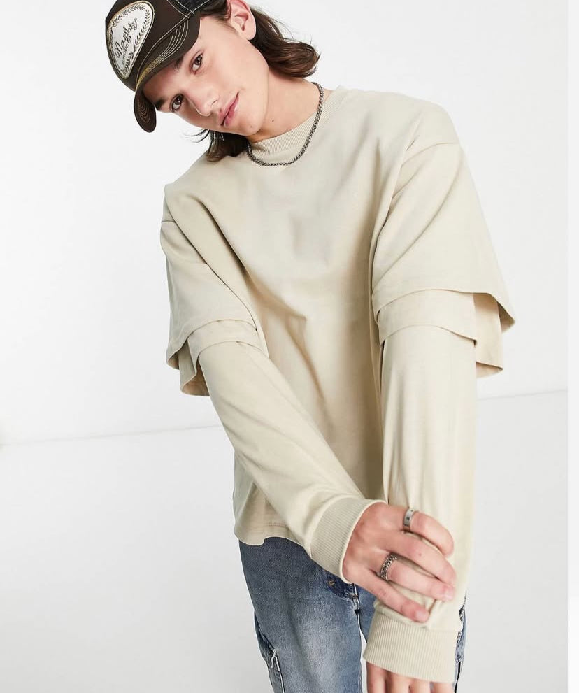 3 Layered Sweatshirt in Beige