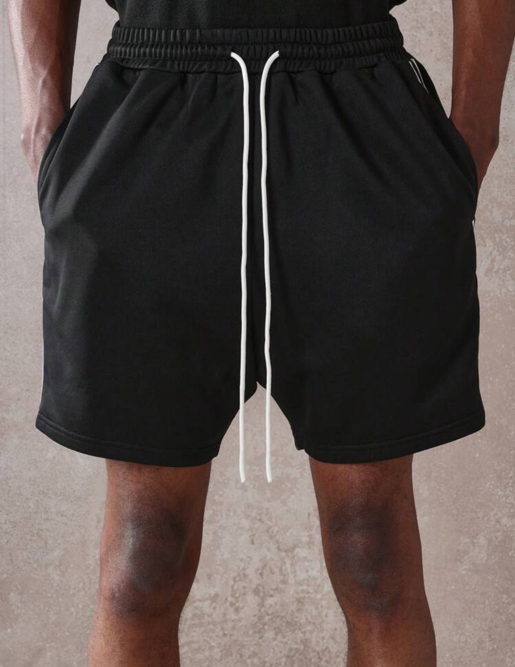 Athletic Drop Crotch Shorts in Black
