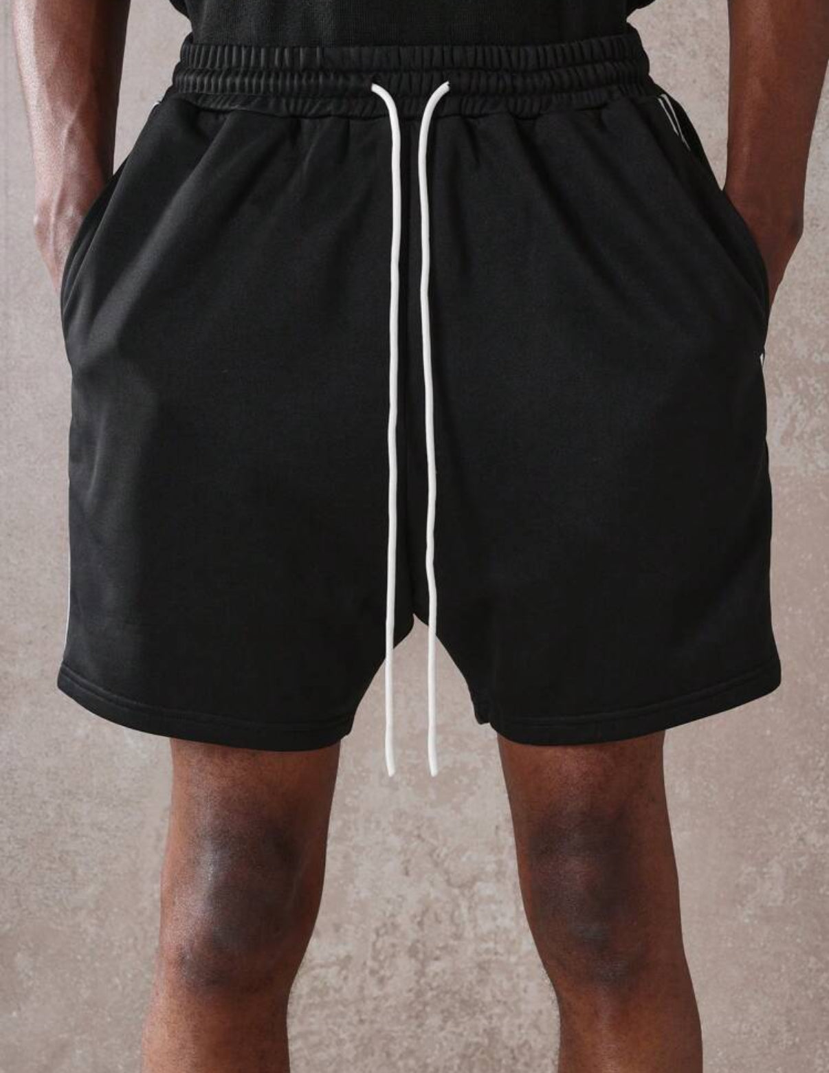 Athletic Drop Crotch Shorts in Black