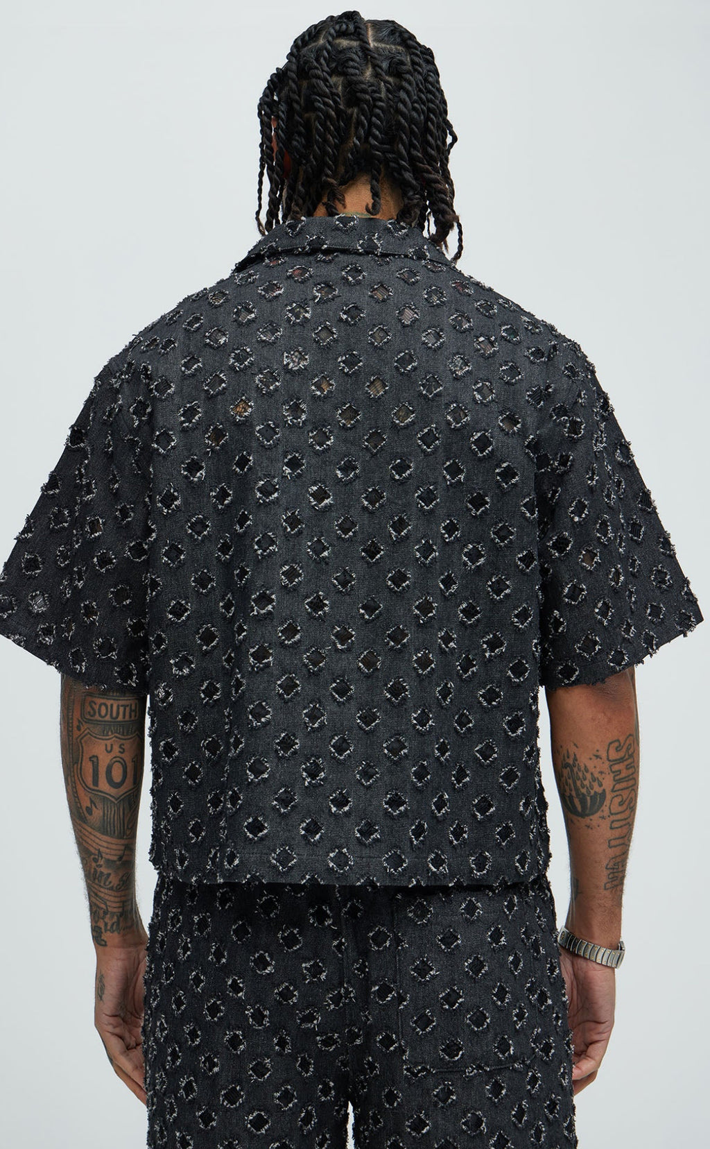 Boxy fit button up shirt in black